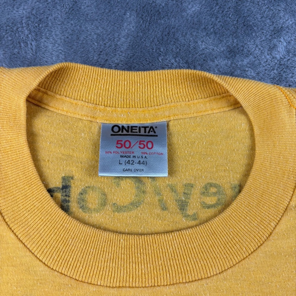 VTG 80's HMLA-167 Huey Cobra Hunter Killer Team Oneita T-Shirt Yellow Single USA - Picture 5 of 12